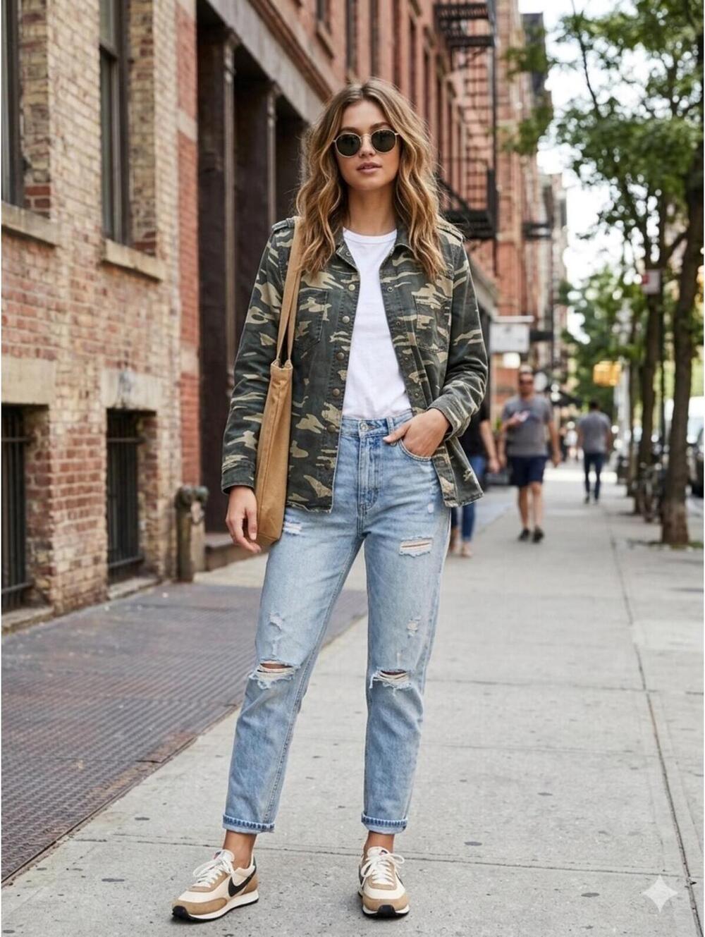 Forever 21 Green and Cream Camo Utility Jacket - Picture 9 of 9